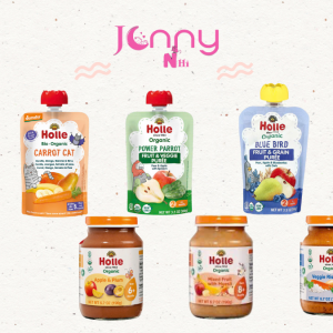 Trái cây nghiền hữu cơ Holle nội địa Đức dành cho bé từ 6-8 tháng tuổi, phù hợp bữa ăn phụ cho bé yêu.