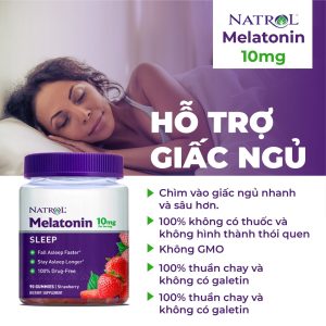 Kẹo dẻo ngủ melatonin 10mg Natrol gummies 90 viên của Mỹ