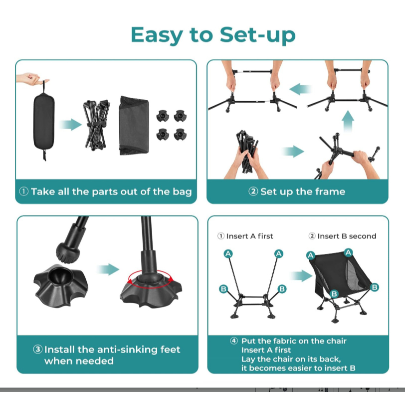 Ghế Cắm Trại ATEPA Gấp Gọn Di Động Ngoài Trời - Ảnh 3